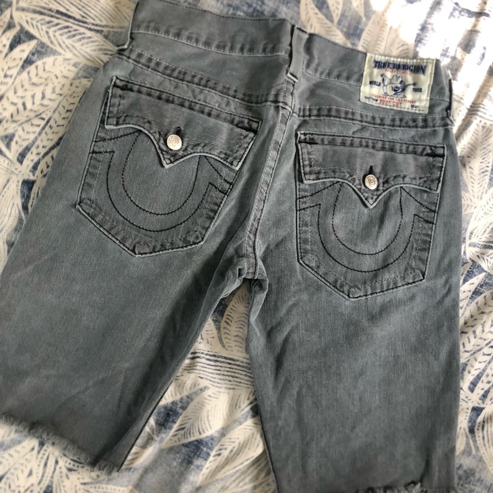 Grey True Religion Jean Shorts